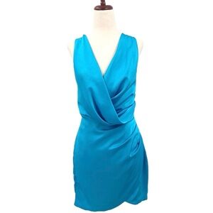 Misha Calypso Mini Dress Satin Blue Small